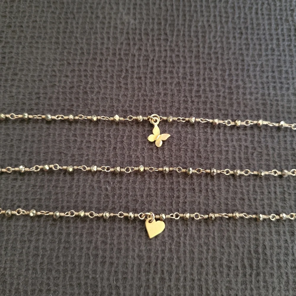 ✨️HP✨️ Dainty Gold💛 Pyrite Bracelet Trio3️⃣ - NWOT - Picture 2 of 15